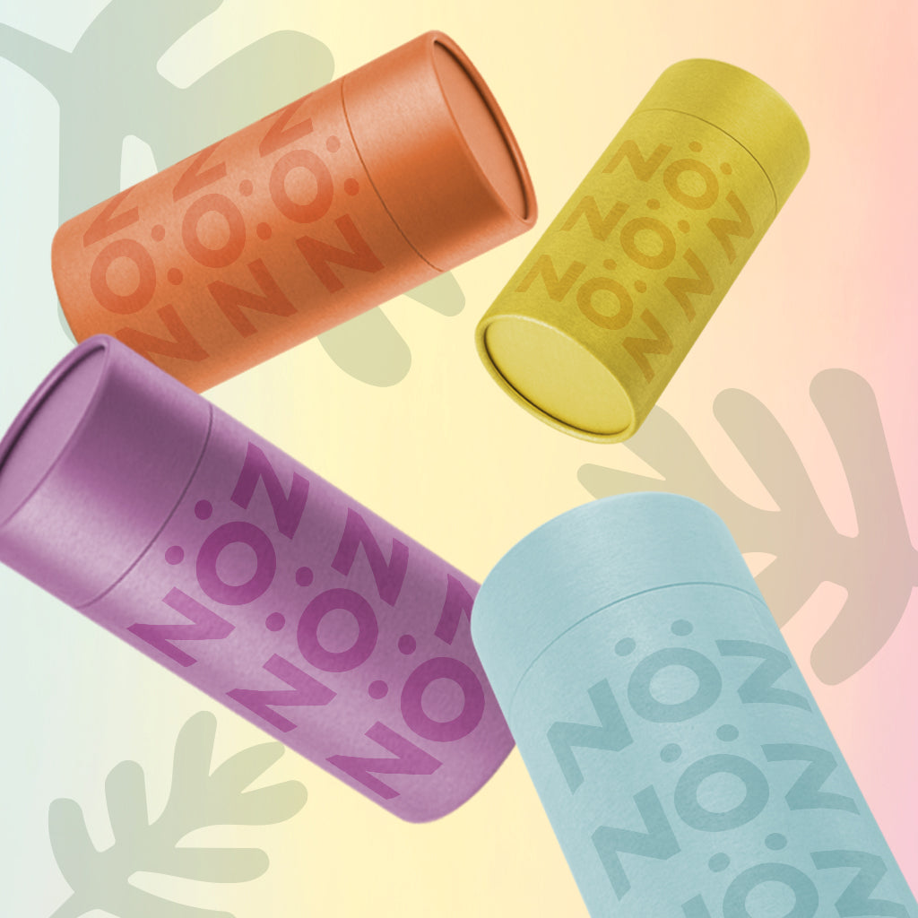 NÖZ four package colors of sunscreen in a cool design